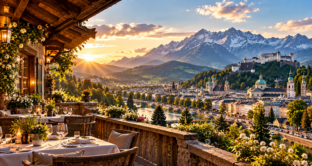 KI-generierte alpine Gastronomieszene für ChefHeads Österreich